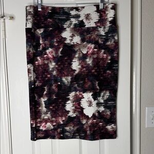 LuLaRoe Women's Pencil Skirt in Black, White, and Purple Pattern